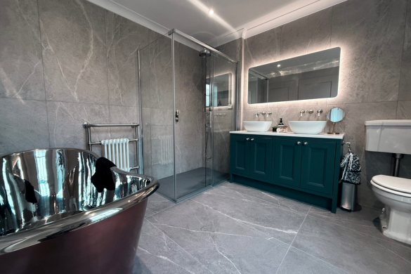 Double Bathroom-Transformation with Contemporary and Vintage Elements